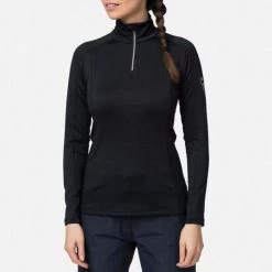 Rossignol T-Shirt & Tops Women's Classique 1/2 Zip Layer BLACK -Alpine Ski Sales Store rliwl02 a 200 rgb72dpi 01 1