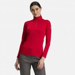 Rossignol T-Shirt & Tops Women's Classique 1/2 Zip Layer RED -Alpine Ski Sales Store rliwl02 a 301 rgb72dpi 02 1